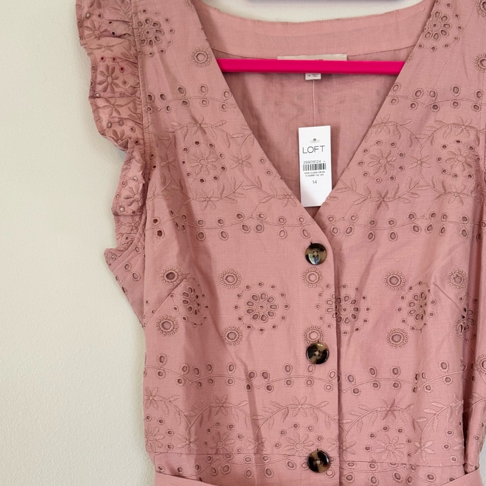 LOFT blush pink eyelet dress